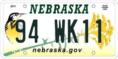 NE license plate 94WK11