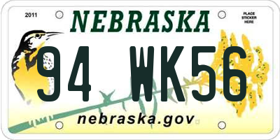 NE license plate 94WK56