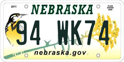 NE license plate 94WK74