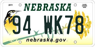 NE license plate 94WK78