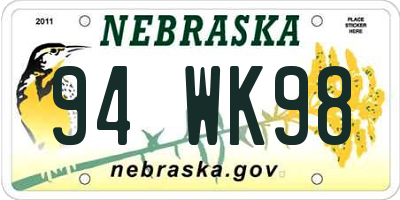 NE license plate 94WK98