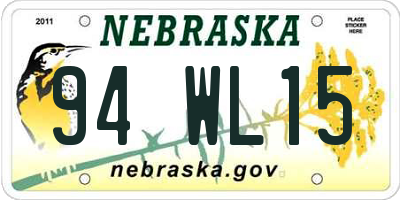 NE license plate 94WL15