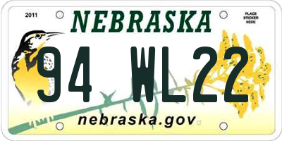 NE license plate 94WL22