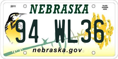 NE license plate 94WL36