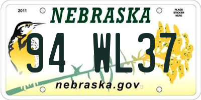 NE license plate 94WL37