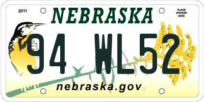 NE license plate 94WL52