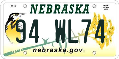 NE license plate 94WL74