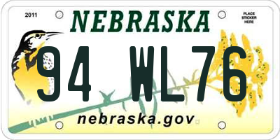 NE license plate 94WL76