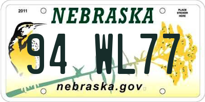 NE license plate 94WL77