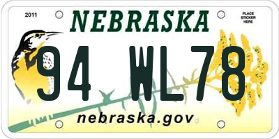 NE license plate 94WL78