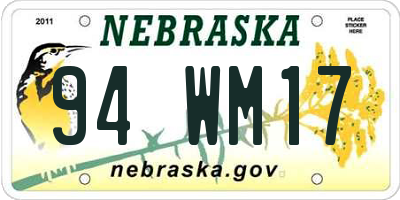 NE license plate 94WM17