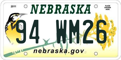 NE license plate 94WM26