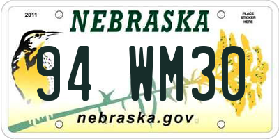 NE license plate 94WM30