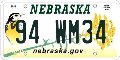 NE license plate 94WM34