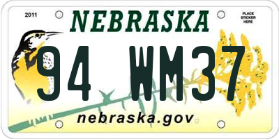 NE license plate 94WM37