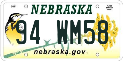 NE license plate 94WM58