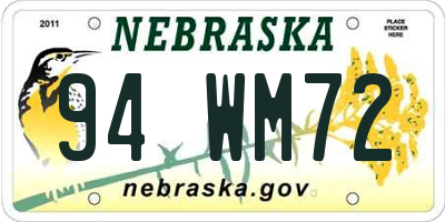 NE license plate 94WM72