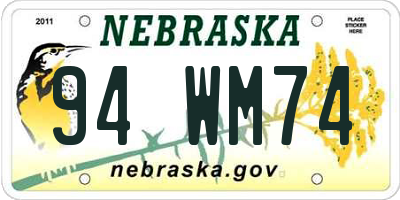 NE license plate 94WM74