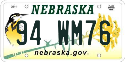 NE license plate 94WM76