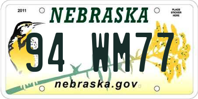 NE license plate 94WM77