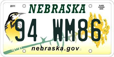 NE license plate 94WM86