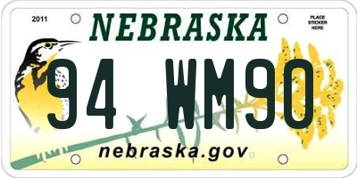 NE license plate 94WM90