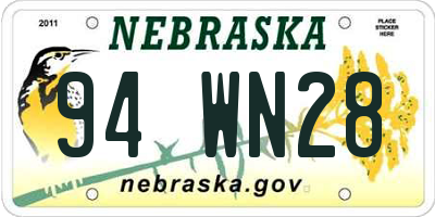 NE license plate 94WN28