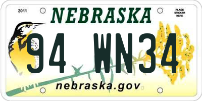 NE license plate 94WN34