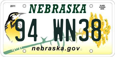 NE license plate 94WN38