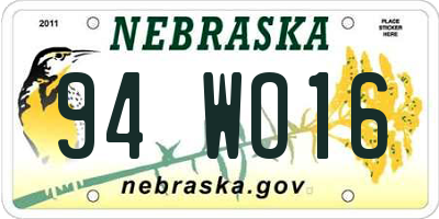NE license plate 94WO16