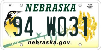 NE license plate 94WO31