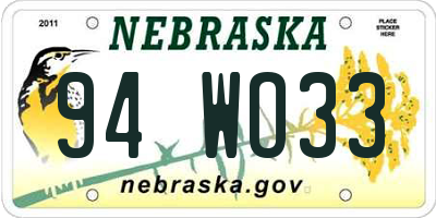 NE license plate 94WO33