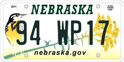 NE license plate 94WP17