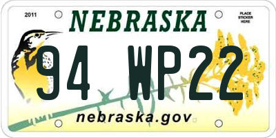 NE license plate 94WP22
