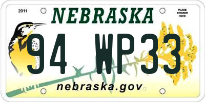 NE license plate 94WP33