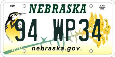 NE license plate 94WP34