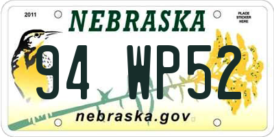 NE license plate 94WP52