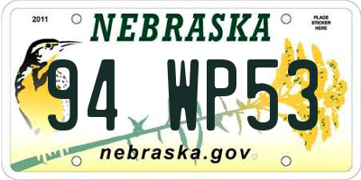 NE license plate 94WP53