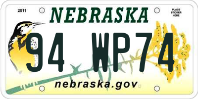 NE license plate 94WP74