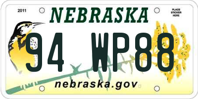NE license plate 94WP88