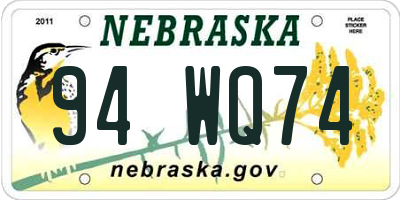 NE license plate 94WQ74