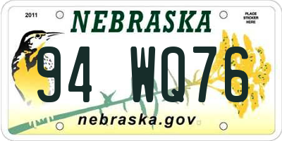 NE license plate 94WQ76
