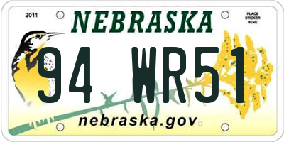 NE license plate 94WR51