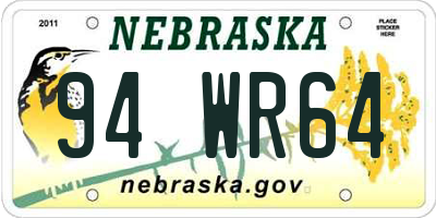 NE license plate 94WR64