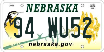 NE license plate 94WU52