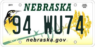 NE license plate 94WU74