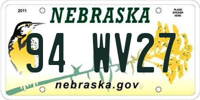 NE license plate 94WV27