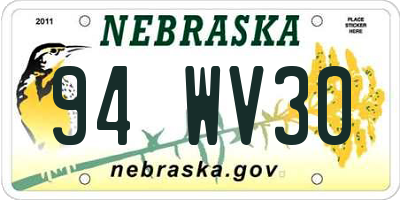 NE license plate 94WV30