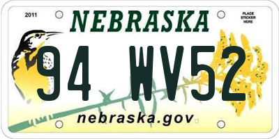 NE license plate 94WV52