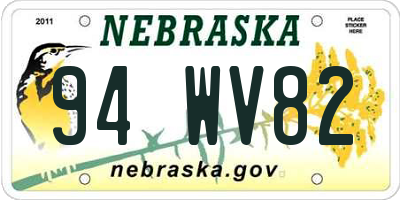 NE license plate 94WV82